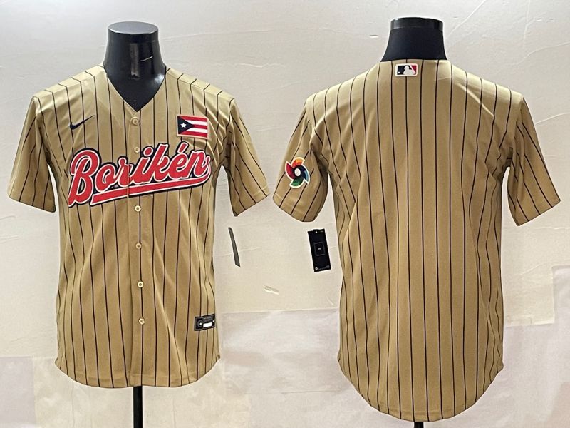 Men Puerto Rico Blank Brown Stripe Joint Name 2025 Nike MLB Jersey style 2->more jerseys->MLB Jersey